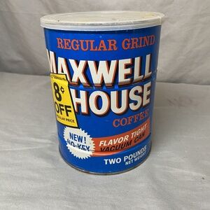 Vintage Regular Grind Maxwell House 2lb‎ Coffee Can w Lid New No-Key